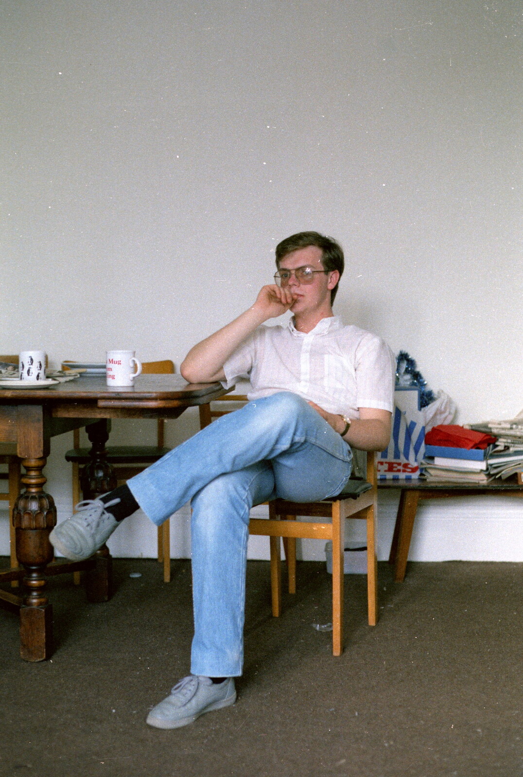 Dave Lock looks pensive from Uni: Riki And Dave's Place, Sutherland Road, Plymouth - 12th May 1986