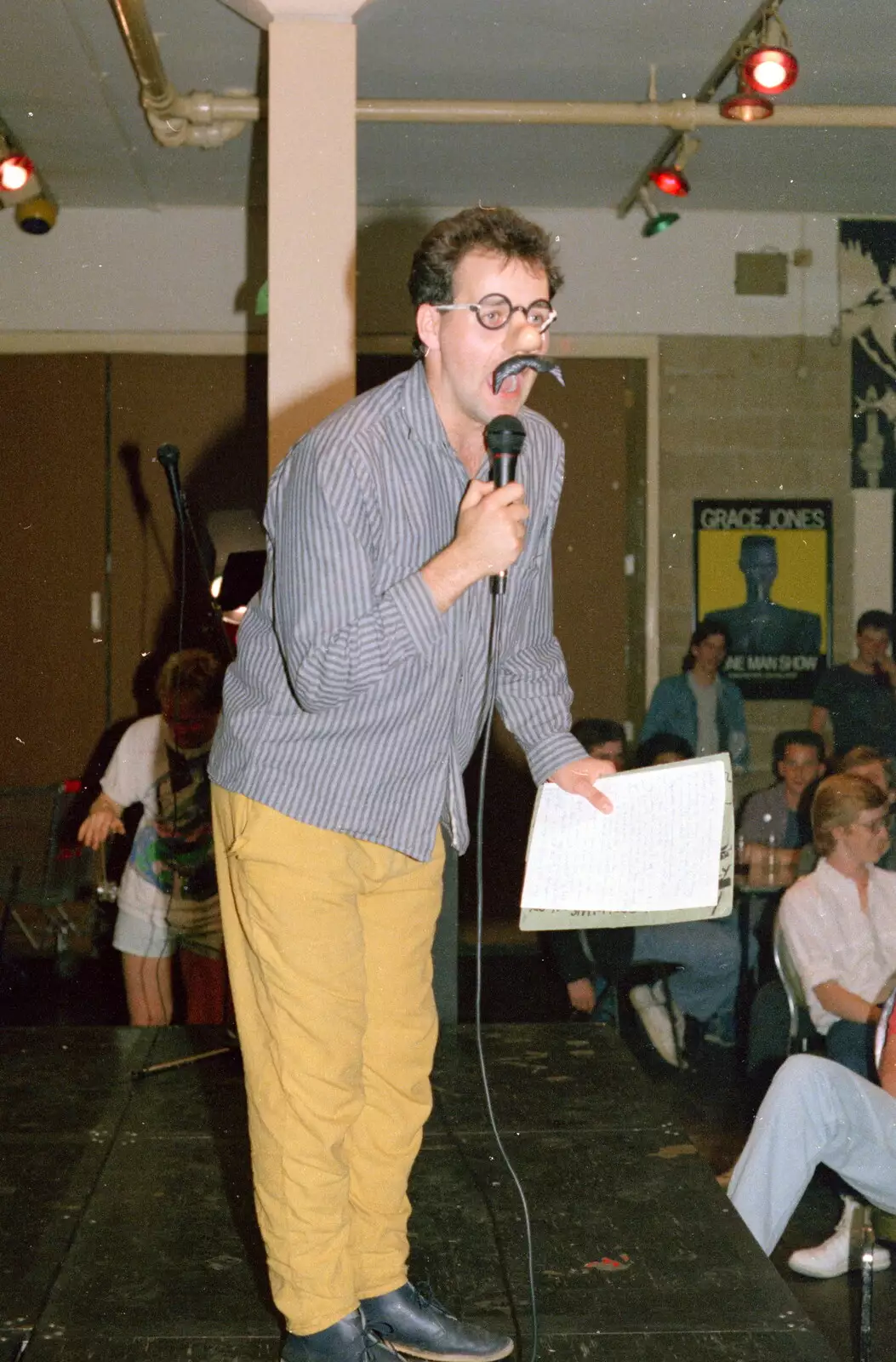 Ian Dunwoody with a Groucho moustache on, from Uni: Riki And Dave's Place, Sutherland Road, Plymouth - 12th May 1986