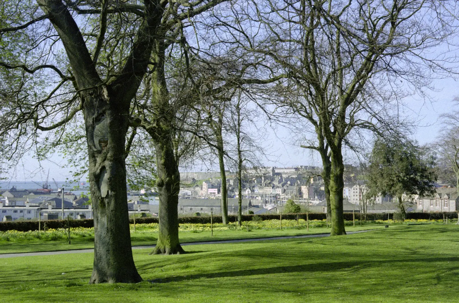 A view of the Barbican from Beaumont Park, from Uni: A Tutorial Miscellany and Cromwell Road, Plymouth Polytechnic, Devon - 14th May 1986