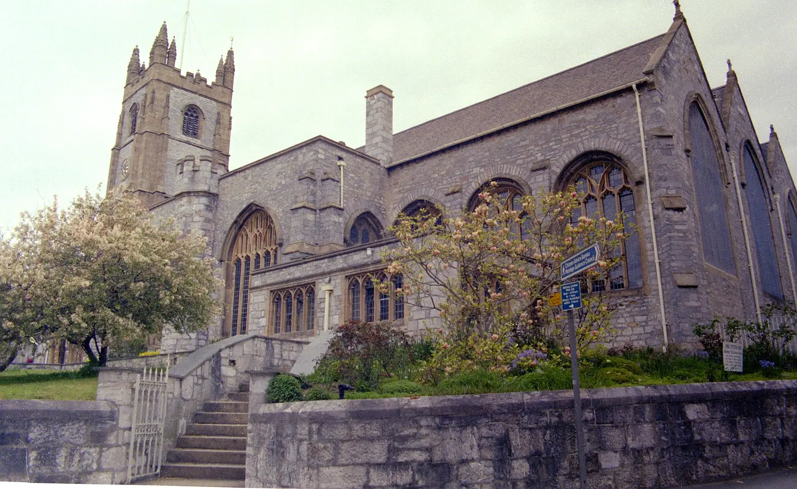 The Minster Church of St. Andrew, from Uni: A Tutorial Miscellany and Cromwell Road, Plymouth Polytechnic, Devon - 14th May 1986