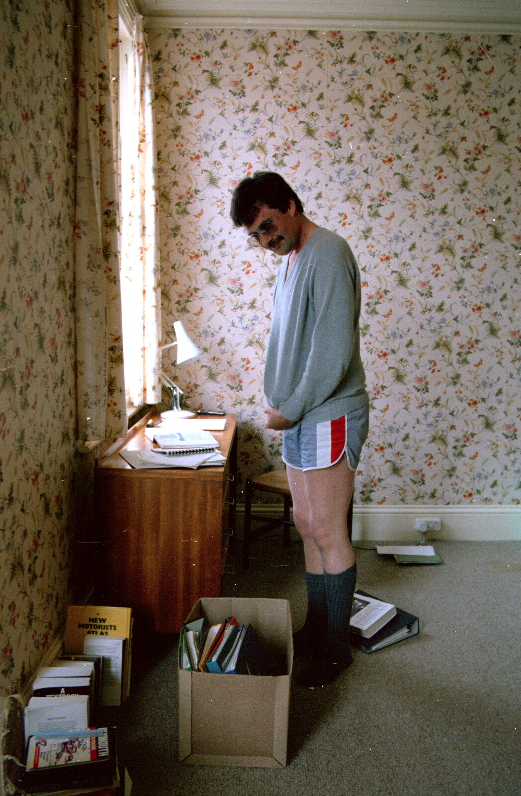 Ed in some funky shorts from Uni: Neath Road and a JSV Happy Hour, Plymouth - 15th May 1986