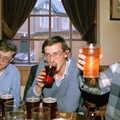 Andy gets started as Riki raises his glass, Uni: Neath Road and a JSV Happy Hour, Plymouth - 15th May 1986