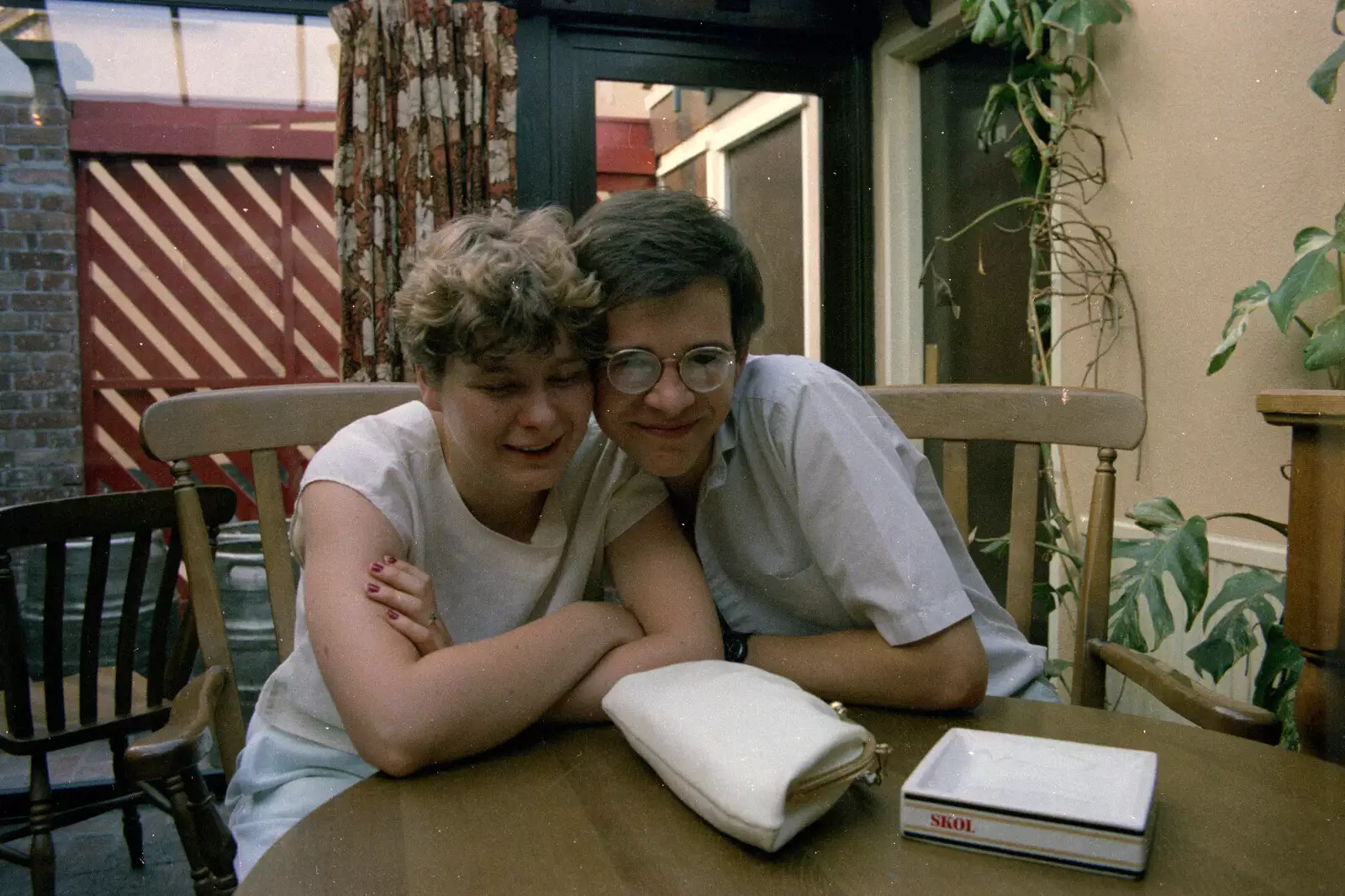 Anna and Phil have a cuddle, from Uni: Phil and Anna Visit Nosher, Plymouth, Devon - 18th May 1986