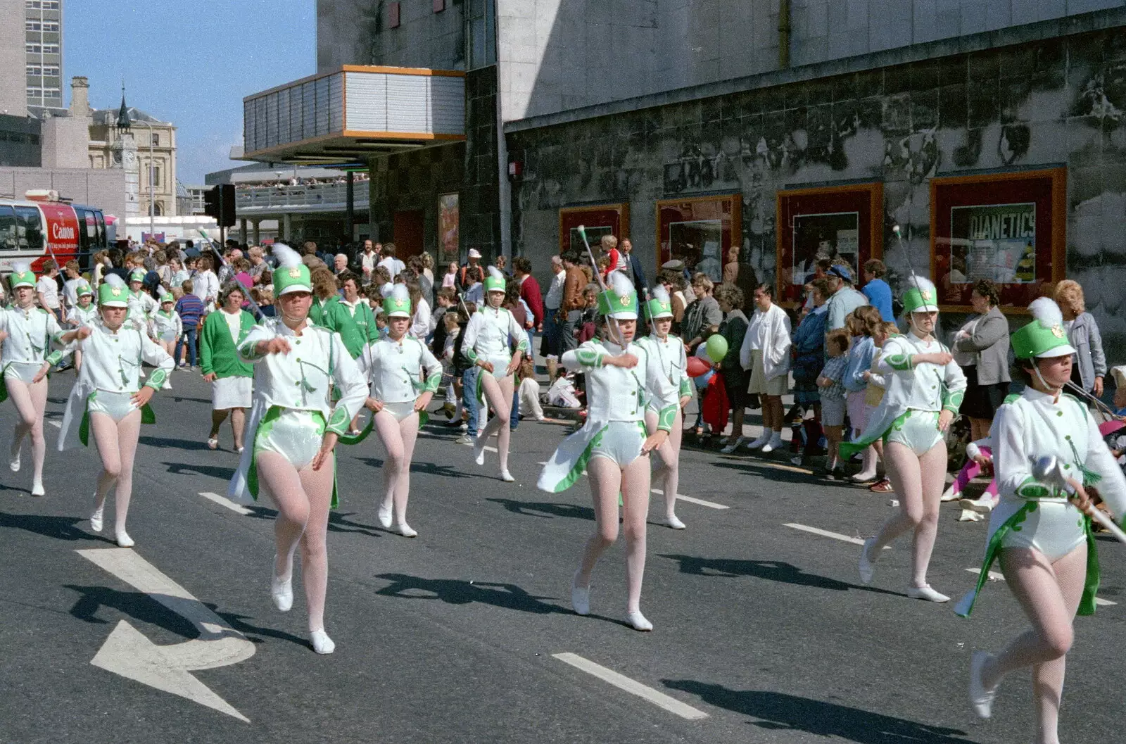 Majorettes on Union Street, from Uni: The Lord Mayor's Procession, Plymouth, Devon - 21st May 1986