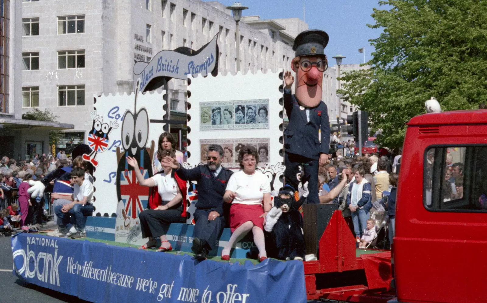 Postman Pat on the back of a Post Office float, from Uni: The Lord Mayor's Procession, Plymouth, Devon - 21st May 1986