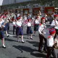 Another marching band passes the cinema, Uni: The Lord Mayor's Procession, Plymouth, Devon - 21st May 1986