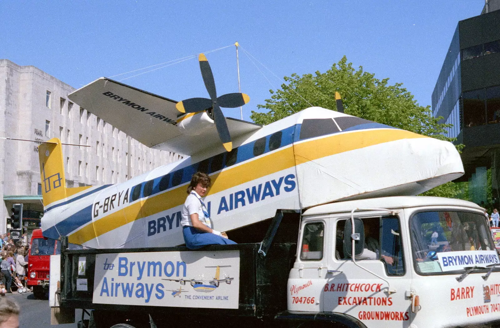 A Brymon Airways model aeroplane, from Uni: The Lord Mayor's Procession, Plymouth, Devon - 21st May 1986