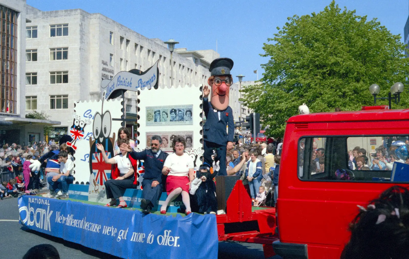 Postman Pat on the back of a Post Office float, from Uni: The Lord Mayor's Procession, Plymouth, Devon - 24th May 1986