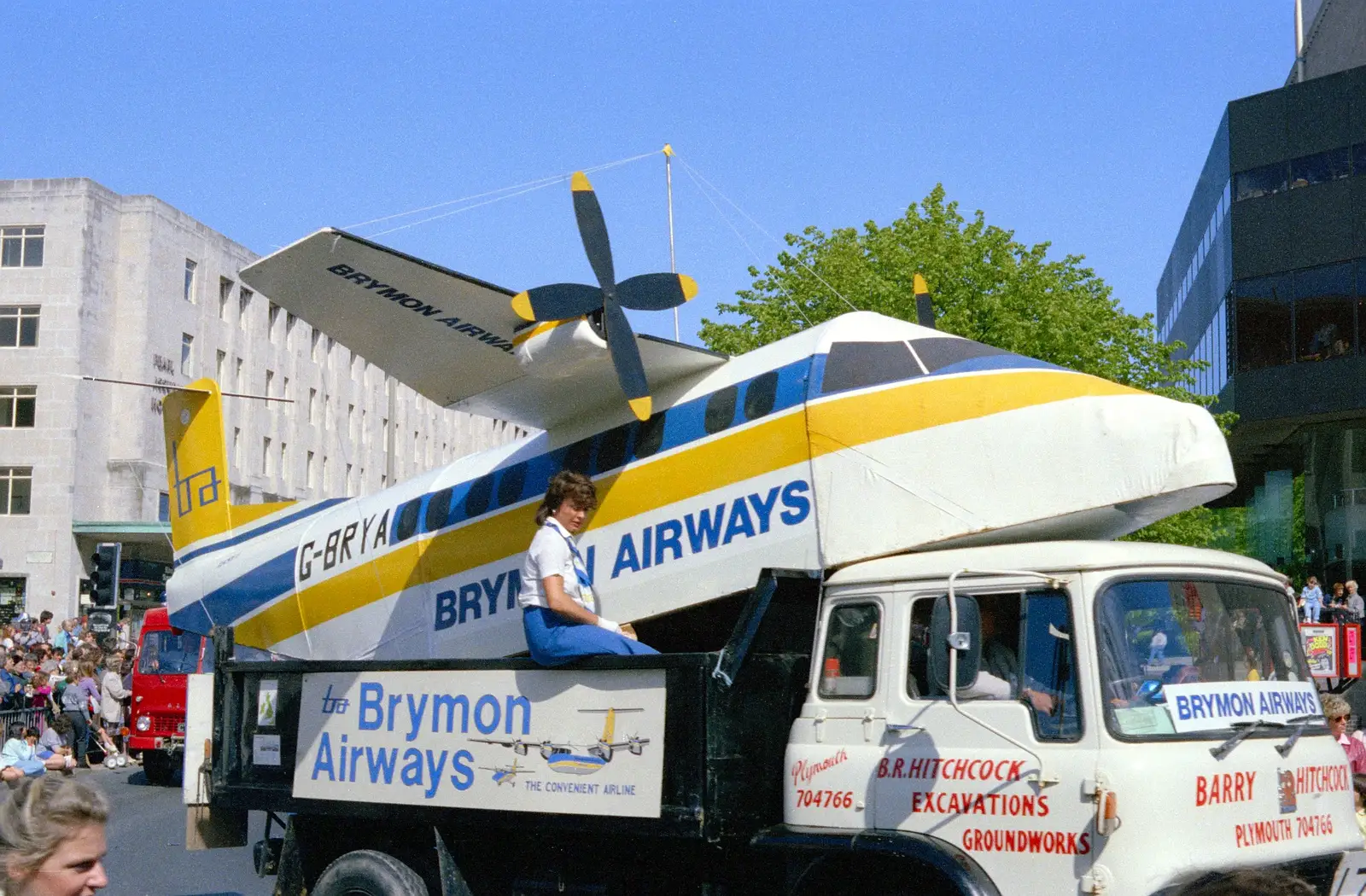 A Brymon Airways model aeroplane, from Uni: The Lord Mayor's Procession, Plymouth, Devon - 24th May 1986