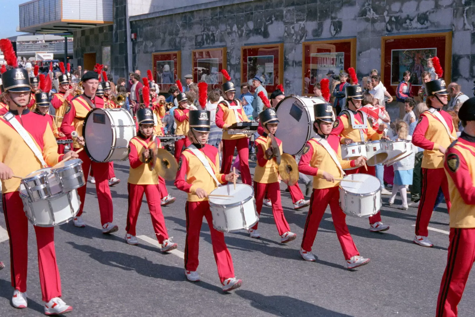 A marching band, from Uni: The Lord Mayor's Procession, Plymouth, Devon - 24th May 1986
