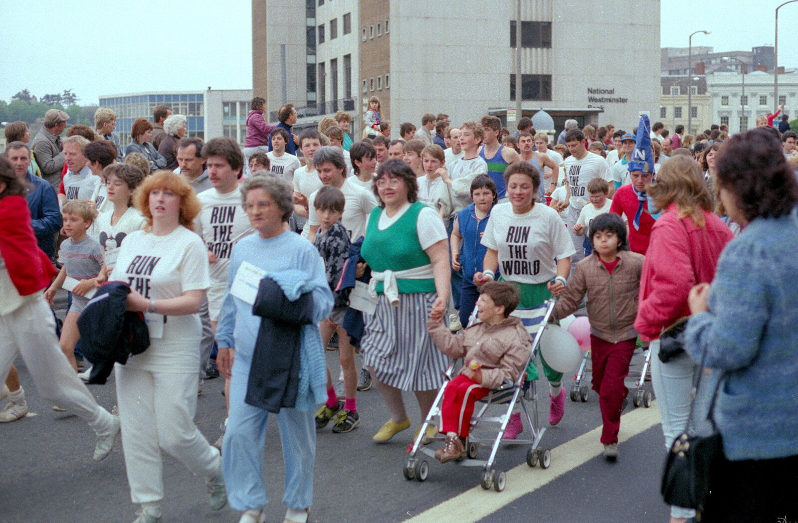 Pushing a pram around for 10km from Uni: Sport Aid - Run The World, Plymouth, Devon - 25th May 1986