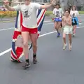 A runner hauls around a Union Flag, Uni: Sport Aid - Run The World, Plymouth, Devon - 25th May 1986