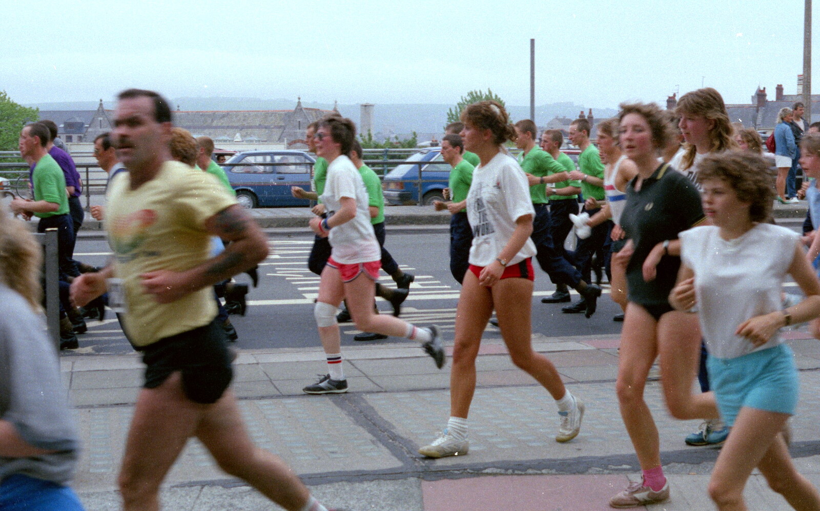 Runners on Exeter Street from Uni: Sport Aid - Run The World, Plymouth, Devon - 25th May 1986