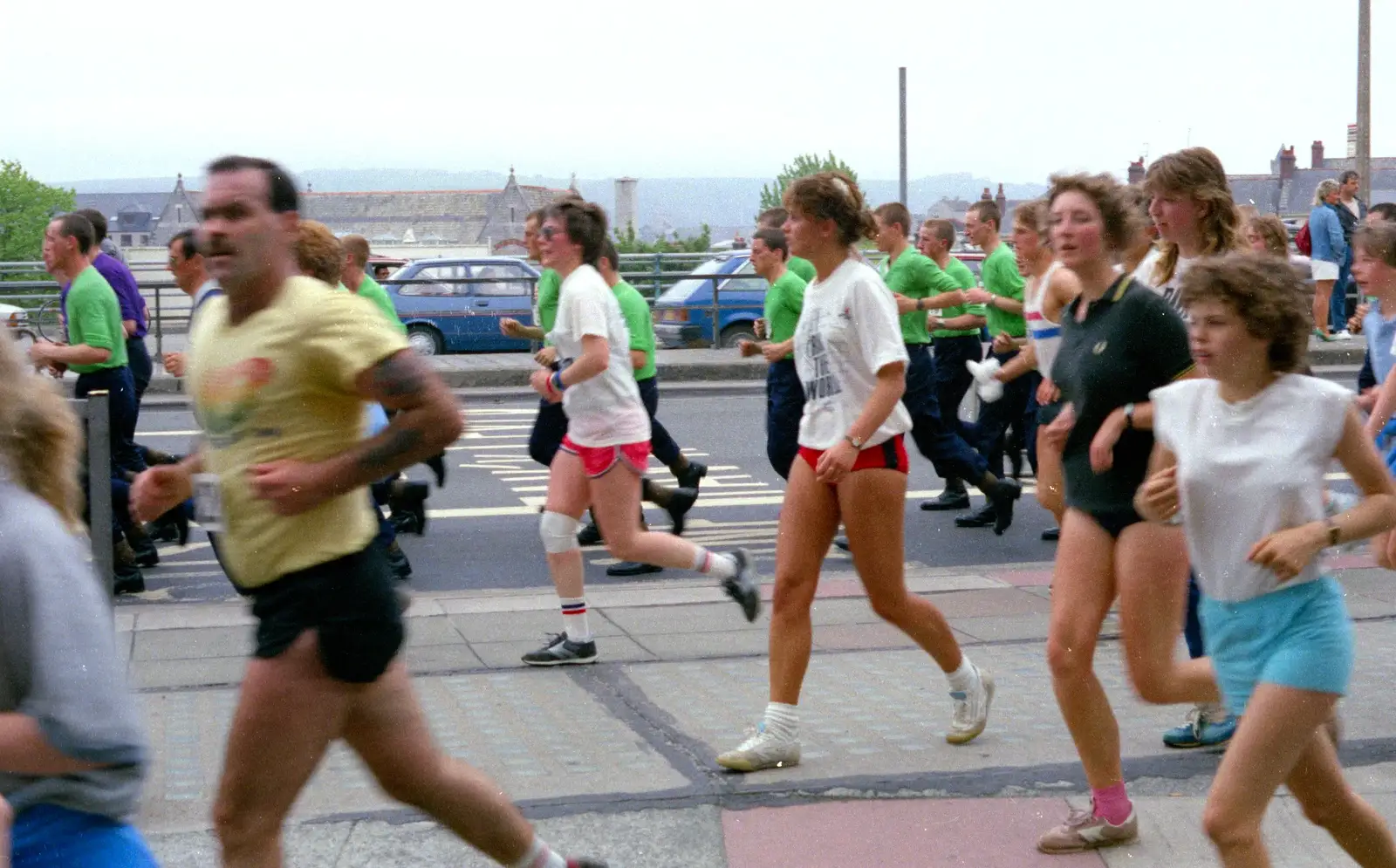 Runners on Exeter Street, from Uni: Sport Aid - Run The World, Plymouth, Devon - 25th May 1986