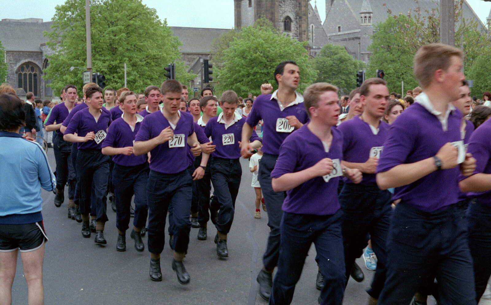 The purple marines do their thing from Uni: Sport Aid - Run The World, Plymouth, Devon - 25th May 1986