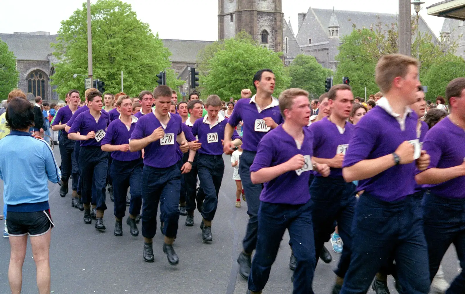 The purple marines do their thing, from Uni: Sport Aid - Run The World, Plymouth, Devon - 25th May 1986