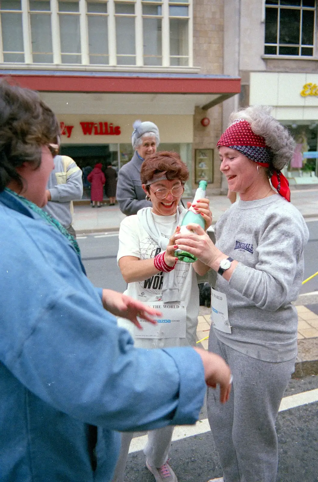 A well-earned bottle of water, from Uni: Sport Aid - Run The World, Plymouth, Devon - 25th May 1986