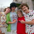 Alison, Mark, ? and Sam show off their finishers' badge, Uni: Sport Aid - Run The World, Plymouth, Devon - 25th May 1986