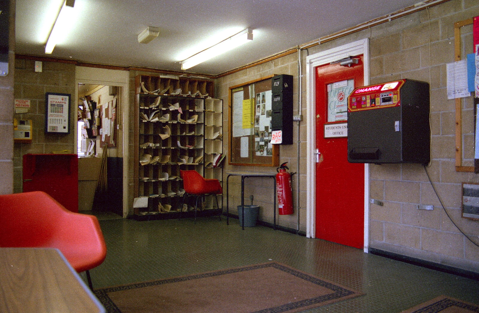 The SU entrance, with security and pigeonholes from Uni: Sport Aid - Run The World, Plymouth, Devon - 25th May 1986