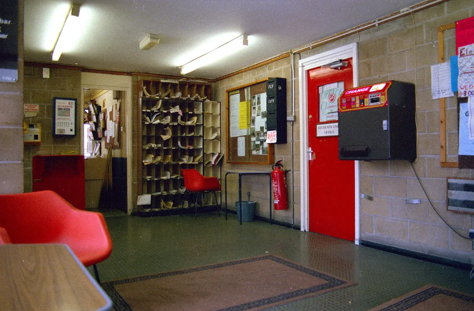 The SU entrance, with security and pigeonholes, from Uni: Sport Aid - Run The World, Plymouth, Devon - 25th May 1986