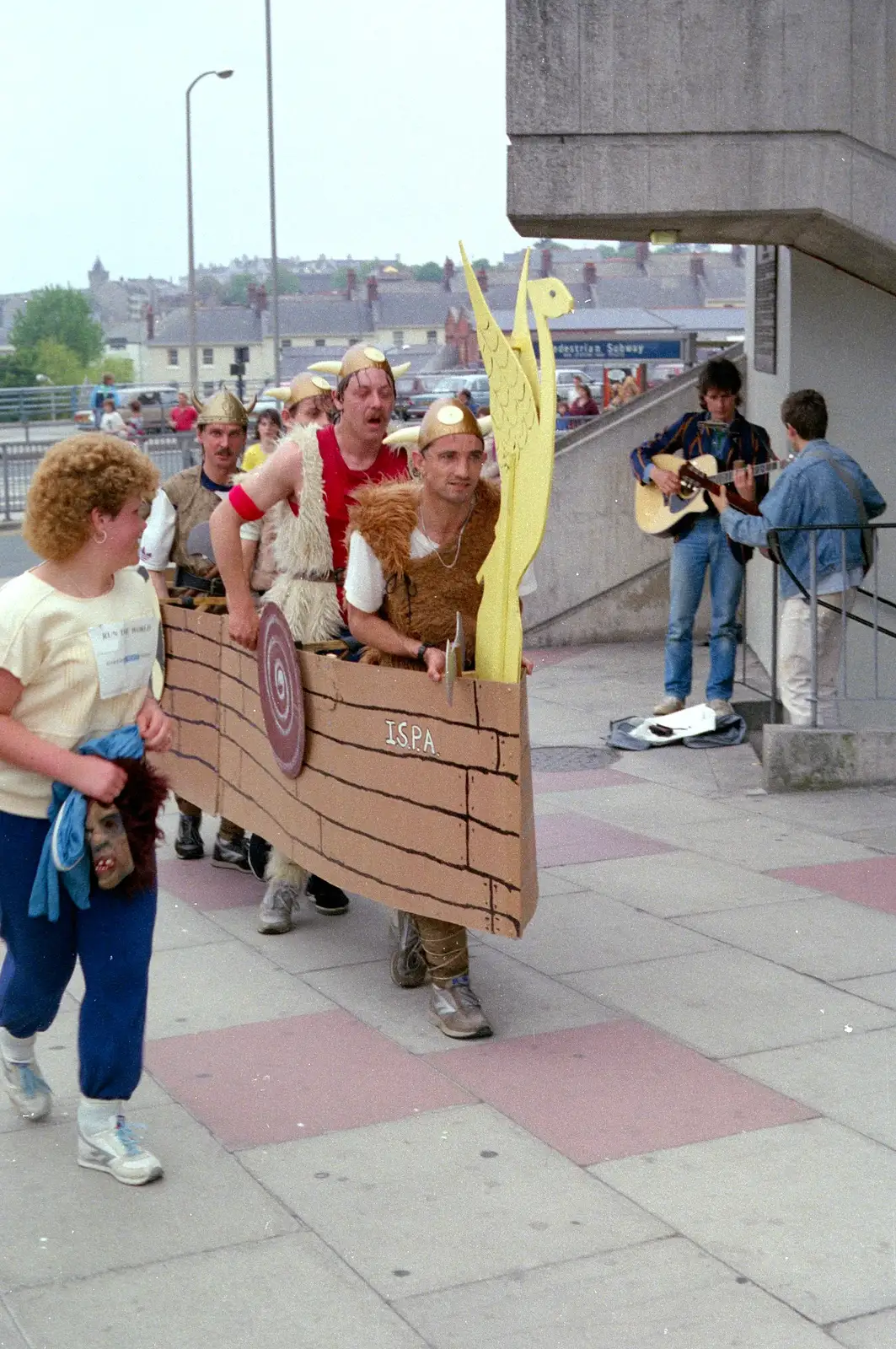 A team with a viking ship, from Uni: Sport Aid - Run The World, Plymouth, Devon - 25th May 1986