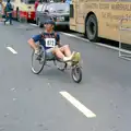 A dude on a recumbent wheelchair, Uni: Sport Aid - Run The World, Plymouth, Devon - 25th May 1986