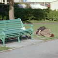 1986 A tramp sleeping by a park bench
