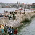 Crowds wait on the Mayflower Steps, whilst the band plays, Uni: The Navy-Curtiss NC-4 Trans-Atlantic Flight, Plymouth Sound - 31st May 1986