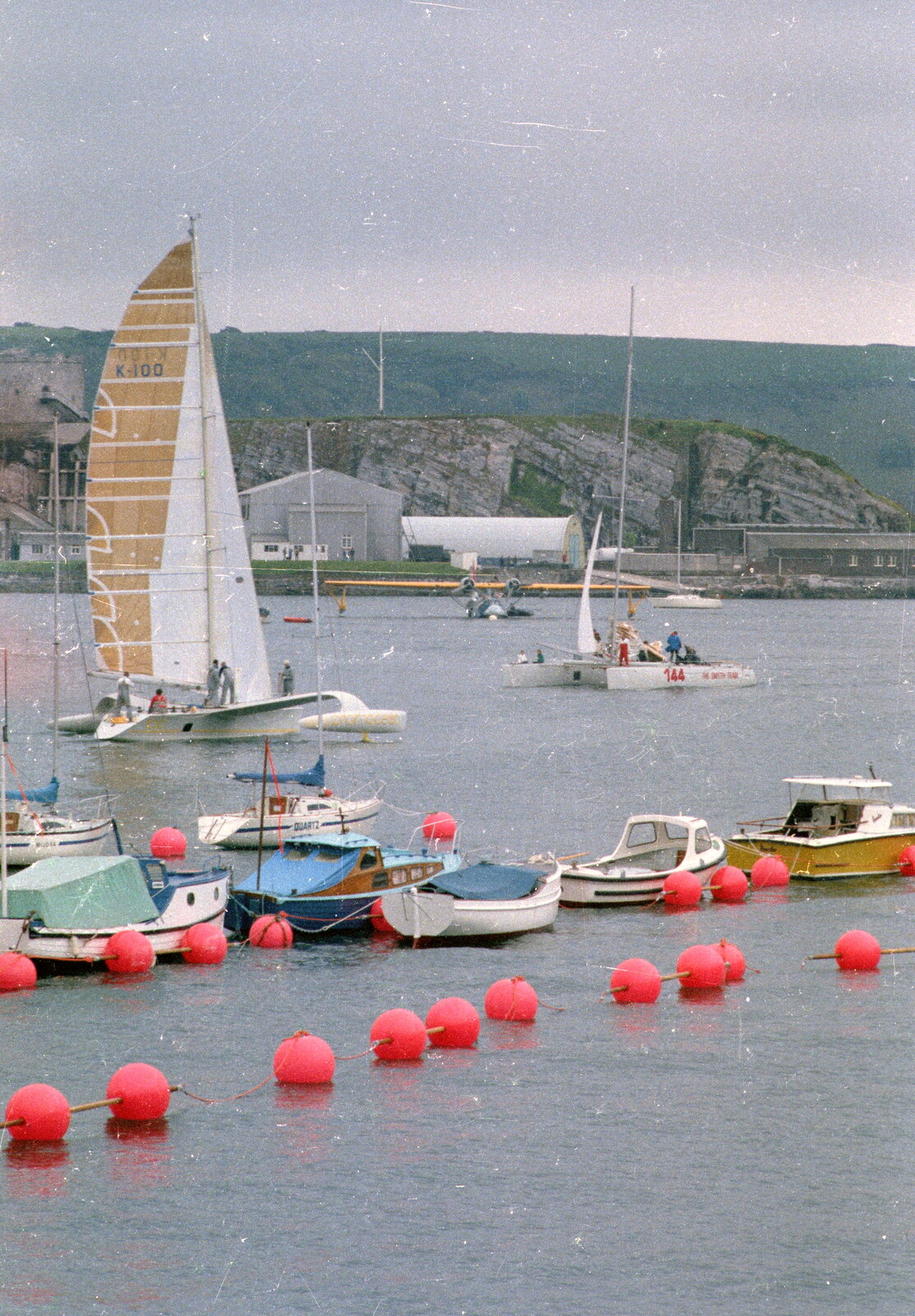 Pink buoys around the Yacht Marina from Uni: The Navy-Curtiss NC-4 Trans-Atlantic Flight, Plymouth Sound - 31st May 1986