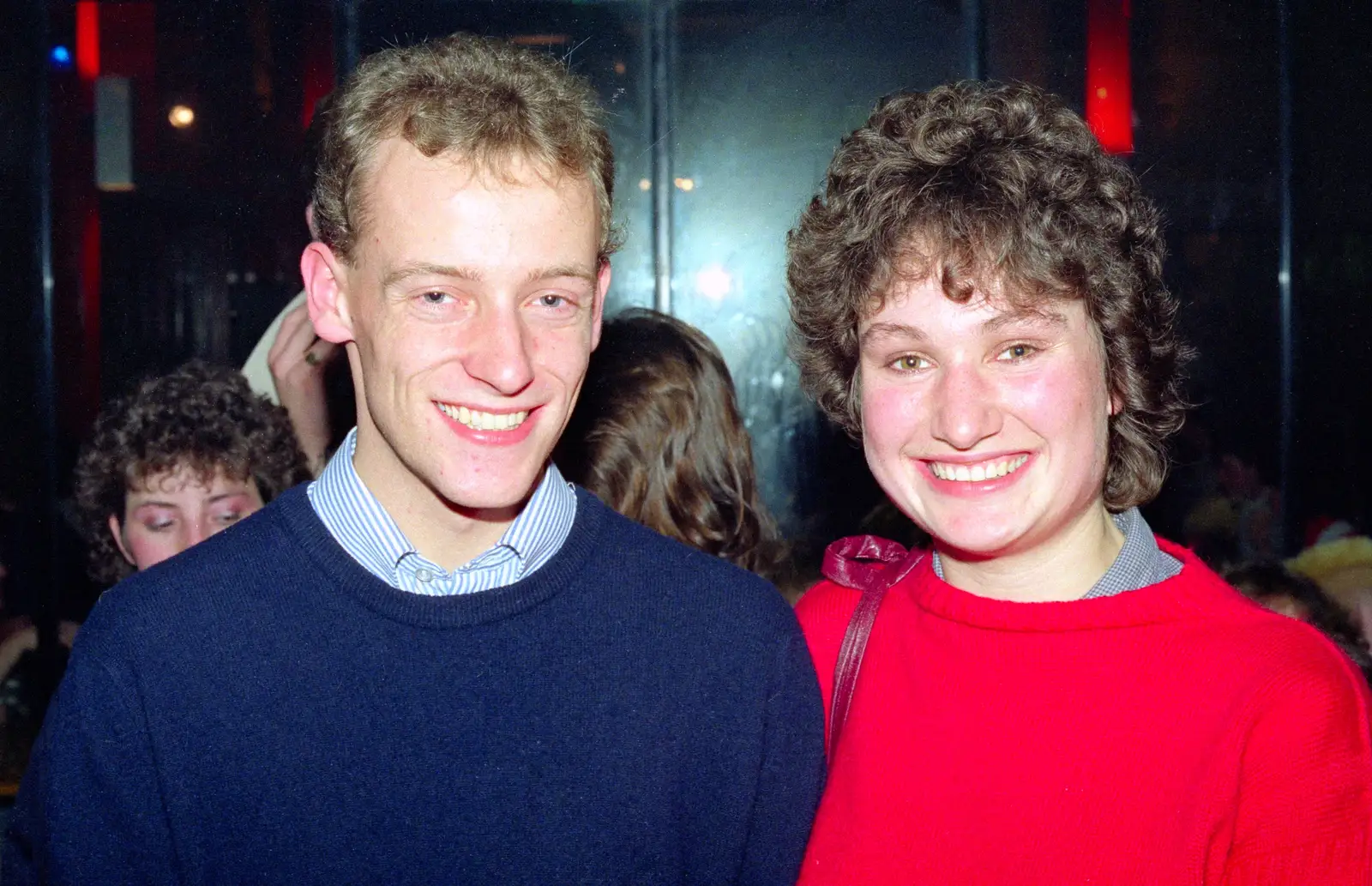 Angela and her boyfriend, from Uni: PPSU Office Staff and a Night in the Students' Union Bar, Plymouth - 10th June 1986
