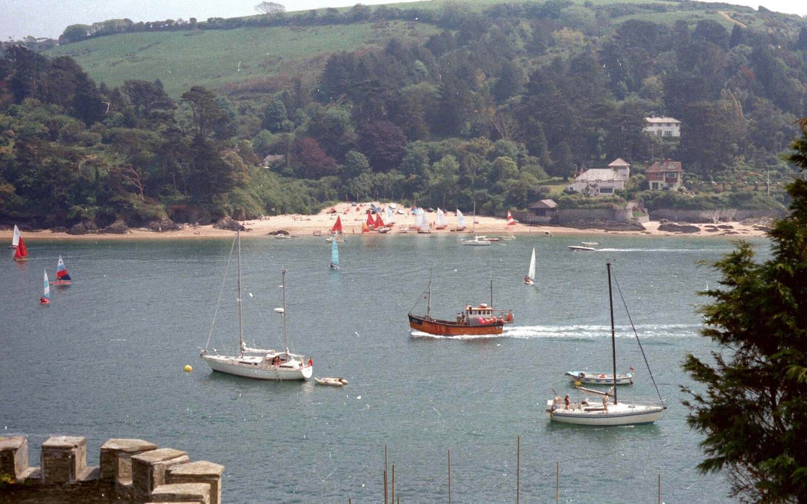 Fishing boats and yachts in Salcombe Harbour from Uni: Twenty One Guns and Footie on the Beach, Plymouth Hoe and Salcombe, Devon - 15th June 1986