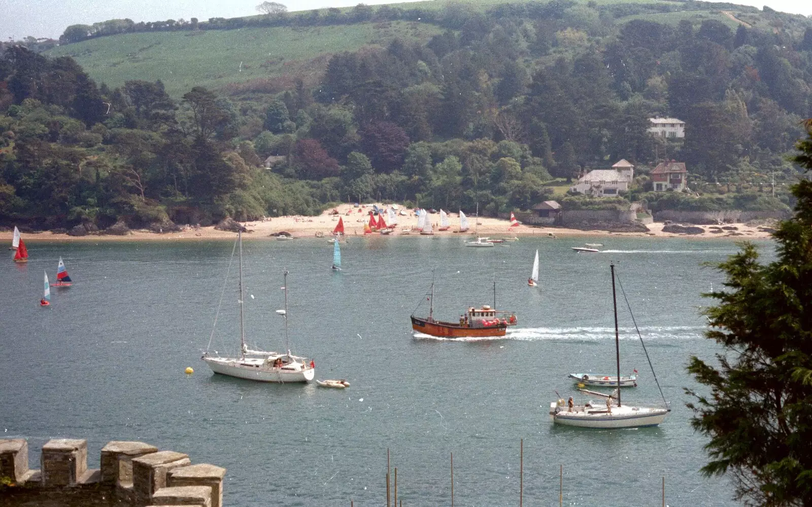 Fishing boats and yachts in Salcombe Harbour, from Uni: Twenty One Guns and Footie on the Beach, Plymouth Hoe and Salcombe, Devon - 15th June 1986