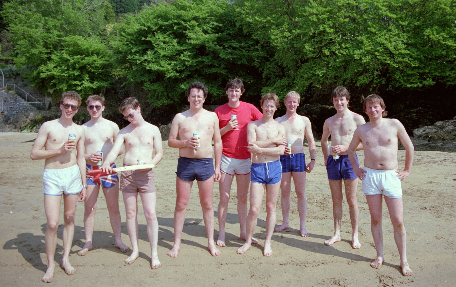 A post-game group photo from Uni: Twenty One Guns and Footie on the Beach, Plymouth Hoe and Salcombe, Devon - 15th June 1986