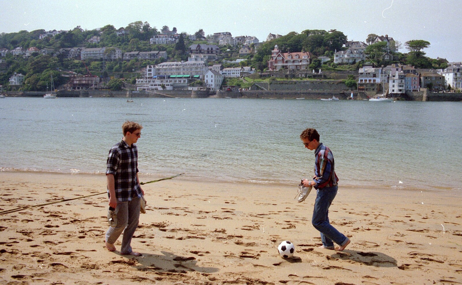 Mike Bey gets his shoes off from Uni: Twenty One Guns and Footie on the Beach, Plymouth Hoe and Salcombe, Devon - 15th June 1986