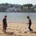 Mike Bey gets his shoes off, Uni: Twenty One Guns and Footie on the Beach, Plymouth Hoe and Salcombe, Devon - 15th June 1986