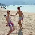 Mike's mate gives the Vs up, Uni: Twenty One Guns and Footie on the Beach, Plymouth Hoe and Salcombe, Devon - 15th June 1986