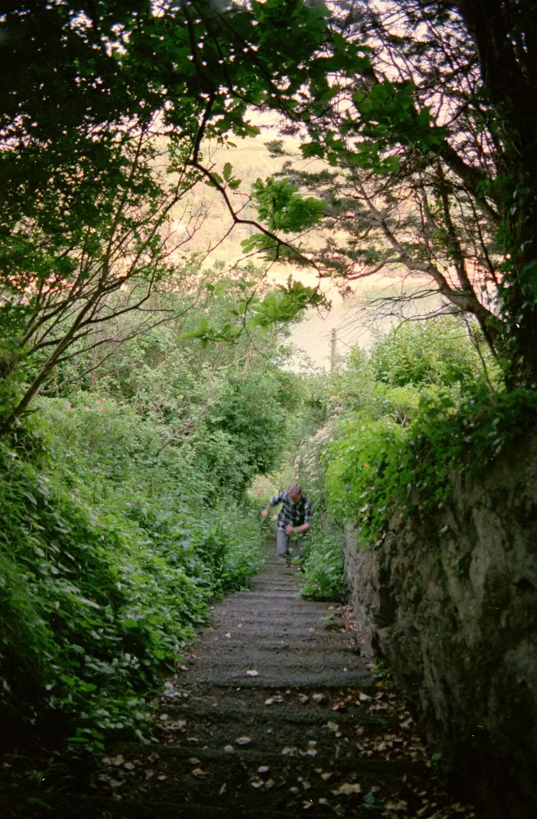 Climbing up a whole pile of steps, from Uni: Twenty One Guns and Footie on the Beach, Plymouth Hoe and Salcombe, Devon - 15th June 1986