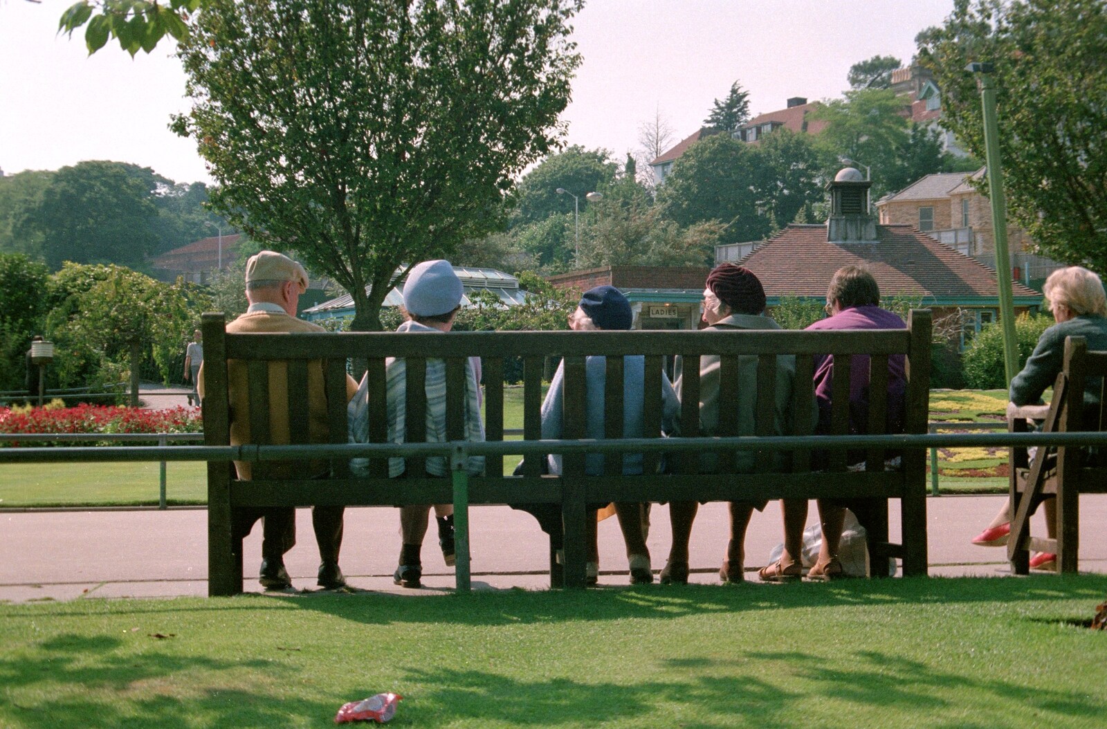 Old people on a bench in Bournemouth from Network Day with Hamish, The South East - 21st June 1986
