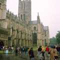 Crowds in the rain outside Canterbury cathedral, Network Day with Hamish, The South East - 21st June 1986