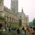 Crowds in the rain outside Canterbury cathedral, Network Day with Hamish, The South East - 21st June 1986