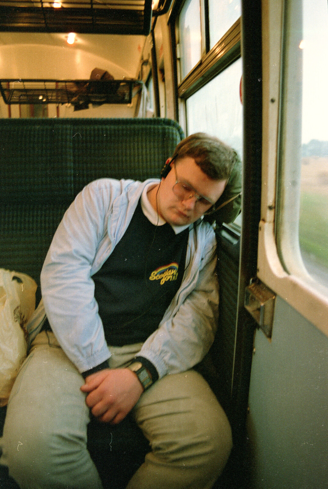 Hamish has a nap on the train from Network Day with Hamish, The South East - 21st June 1986