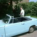 Jon and his baby-blue Triumph Herald, A Ford Cottage Miscellany, Barton on Sea, Hampshire - 7th July 1986