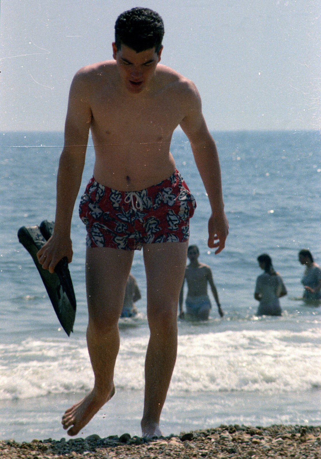 Jon walks up the beach after a bit of a swim from A Ford Cottage Miscellany, Barton on Sea, Hampshire - 7th July 1986
