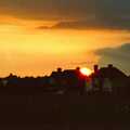 Sunset behind the houses of Barton, A Ford Cottage Miscellany, Barton on Sea, Hampshire - 7th July 1986