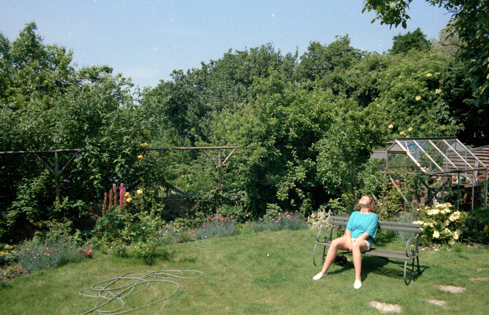 Sis soaks up a few rays of sun from A Ford Cottage Miscellany, Barton on Sea, Hampshire - 7th July 1986