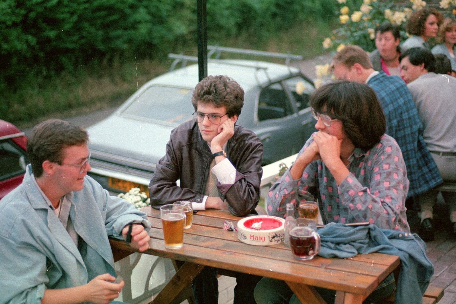 Dave Lock and his mates at a pub somewhere from A Trip to Groombridge, Kent - 10th July 1986