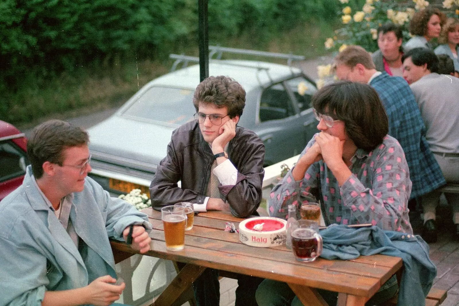 Dave Lock and his mates at a pub somewhere, from A Trip to Groombridge, Kent - 10th July 1986