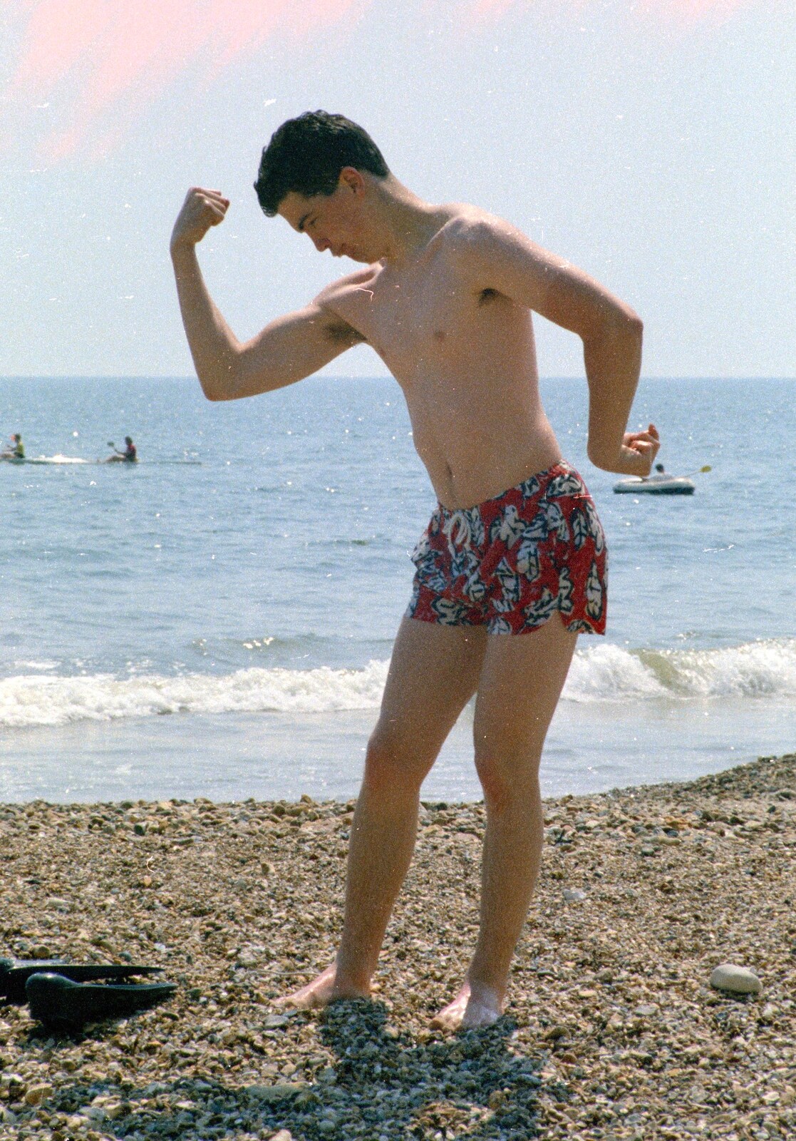 Jon does a pose from On the Beach Again and the CB Gang at the Pub, Barton on Sea and Hordle, Hampshire - 12th July 1986
