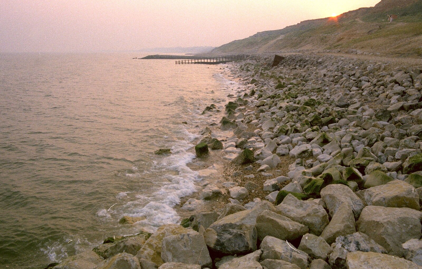 The sun sets over the cliffs at Barton on Sea from On the Beach Again and the CB Gang at the Pub, Barton on Sea and Hordle, Hampshire - 12th July 1986