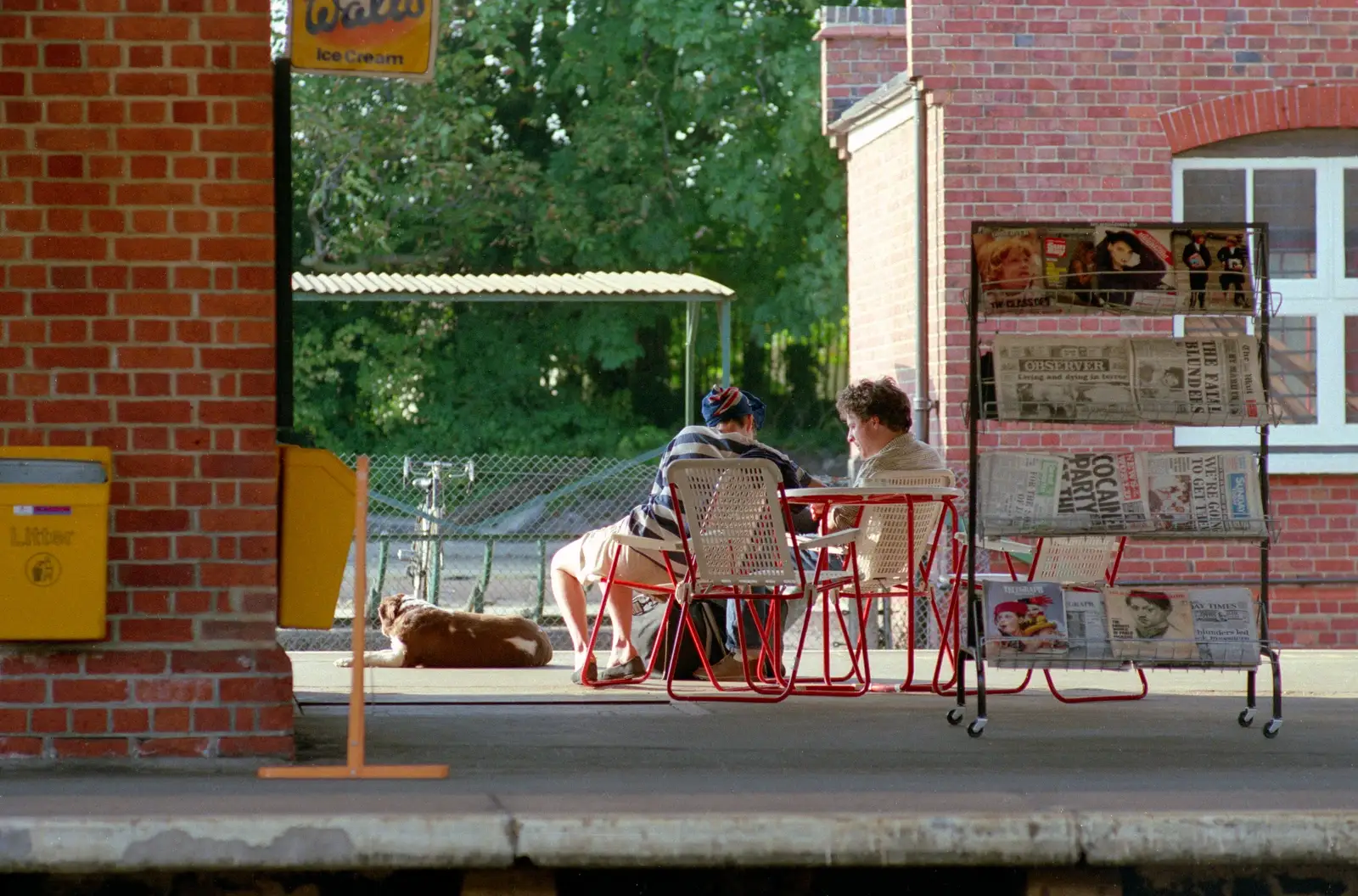 Morning coffee at Brockenhurst Railway Station, from Harvester Way Randomness, Lymington, Hampshire - 14th July 1986